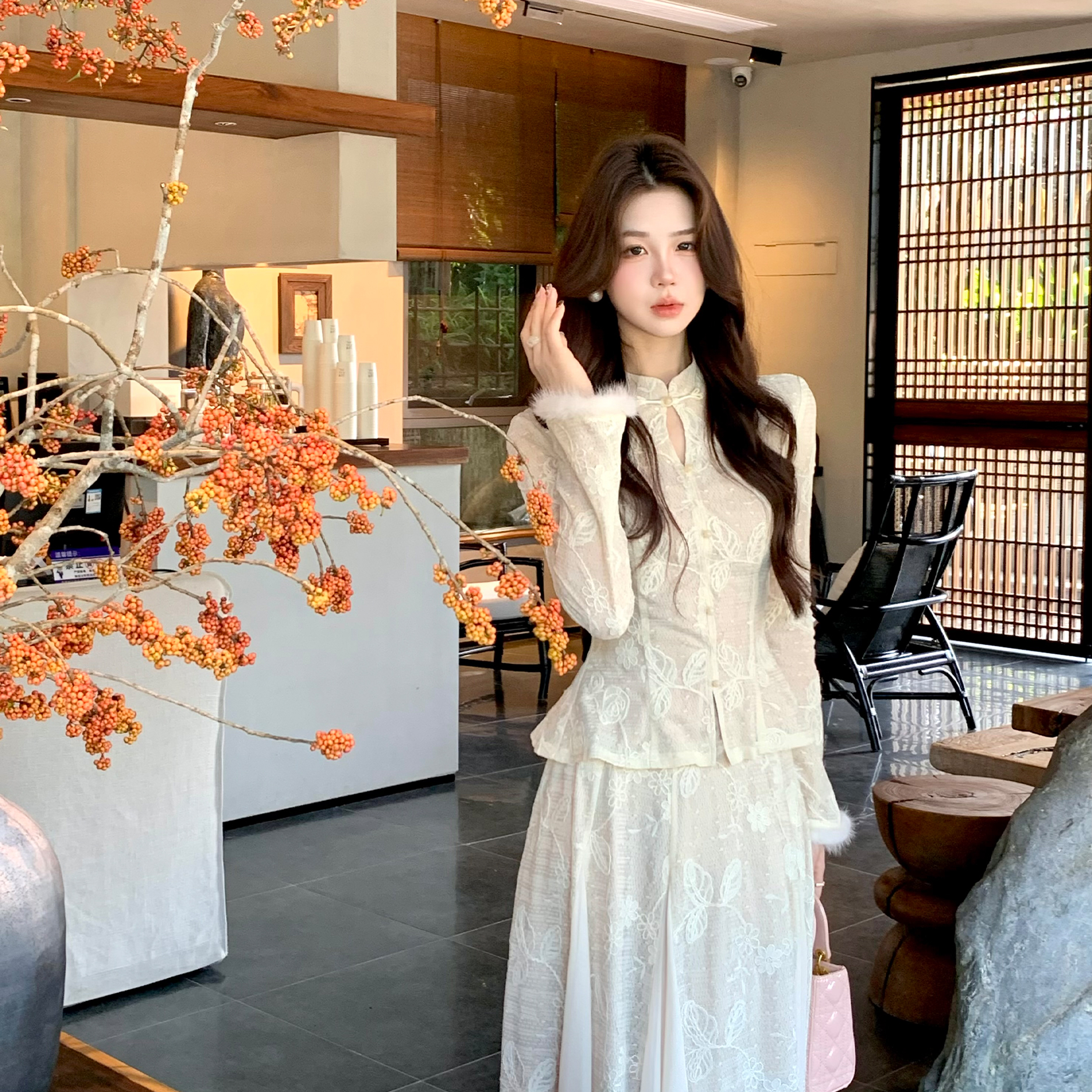 木子李的李新中式蕾丝套装