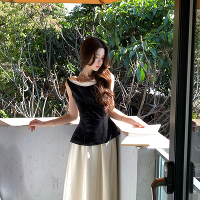 木子李的李设计感撞色套装