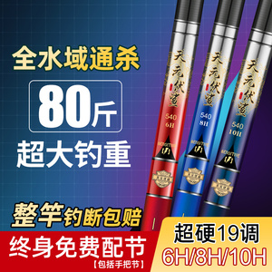 天元伏鲨钓鱼竿手竿碳素台钓竿超轻超硬19调黑坑大物竿鲢鳙杆套装