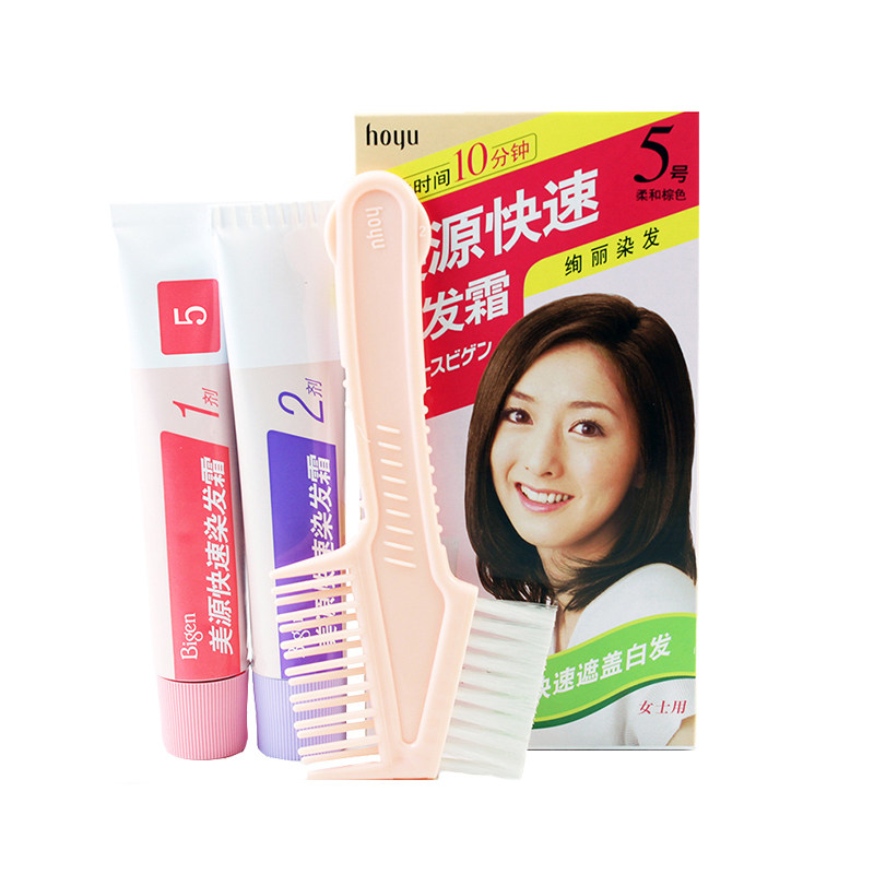 日本美源快速染发霜自然遮盖白发植物焗油染发膏不伤发棕色栗色女