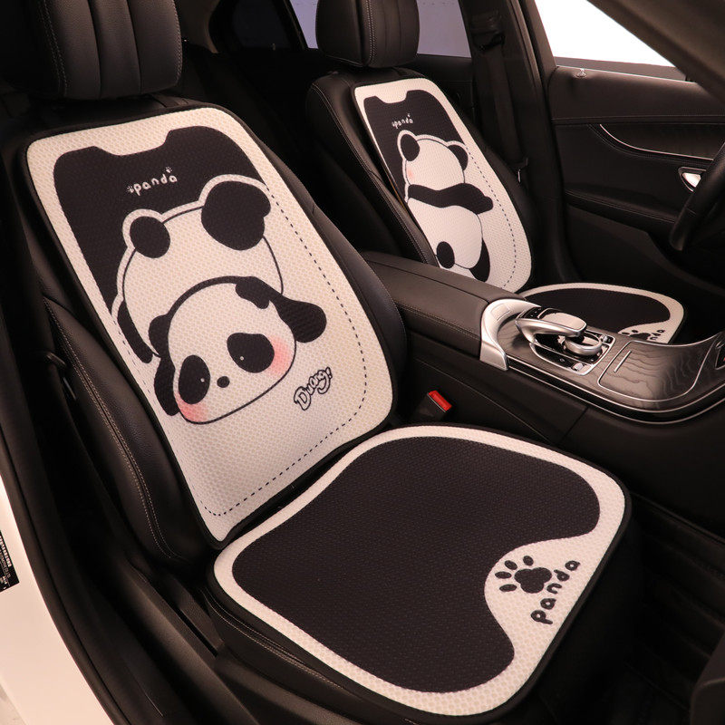 汽车坐垫四季通用新款卡通小熊猫女士车内半包座套车载座垫座椅套