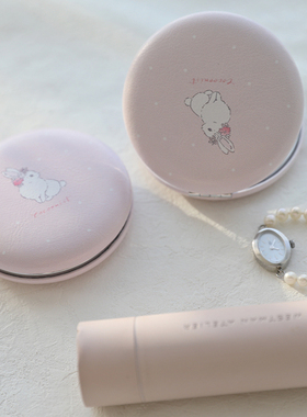coconist 兔子粉色蓝色花朵小清新面包镜随身化妆镜