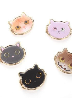 日单可爱风格猫咪化妆镜随身镜梳妆镜补妆镜双面镜