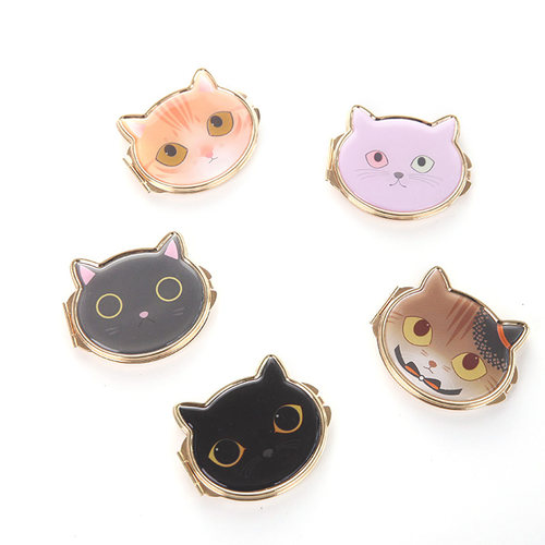 日单可爱风格猫咪随身双面化妆镜