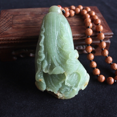 沧海小筑手把件百财岫岩玉河磨玉