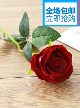 红玫瑰塑料绢花玫瑰花假花花束仿真花高档2021新款客厅摆设网红