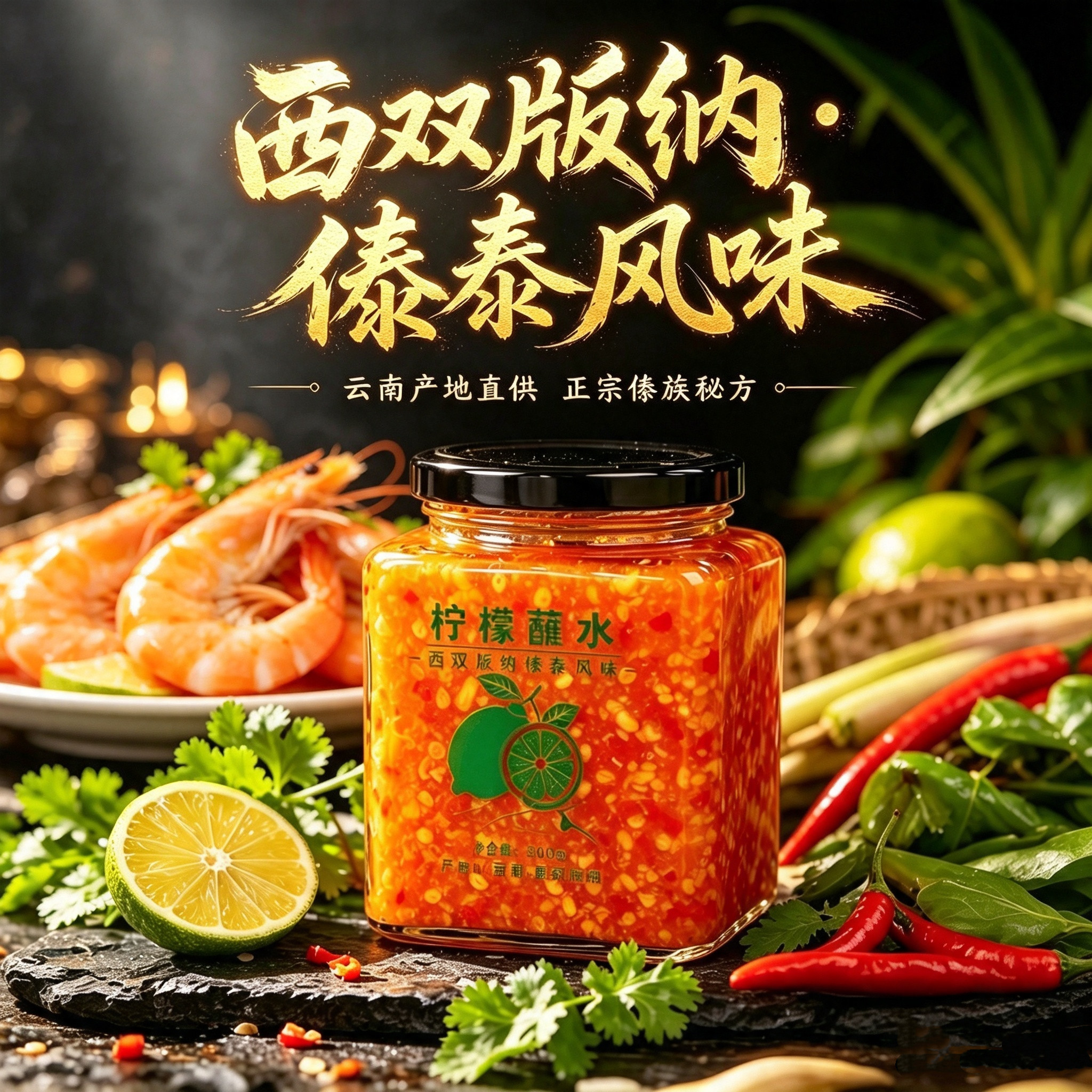 西双版纳柠檬蘸水泰式海鲜酸辣酱白灼虾蘸料傣味烧烤调料云南美食