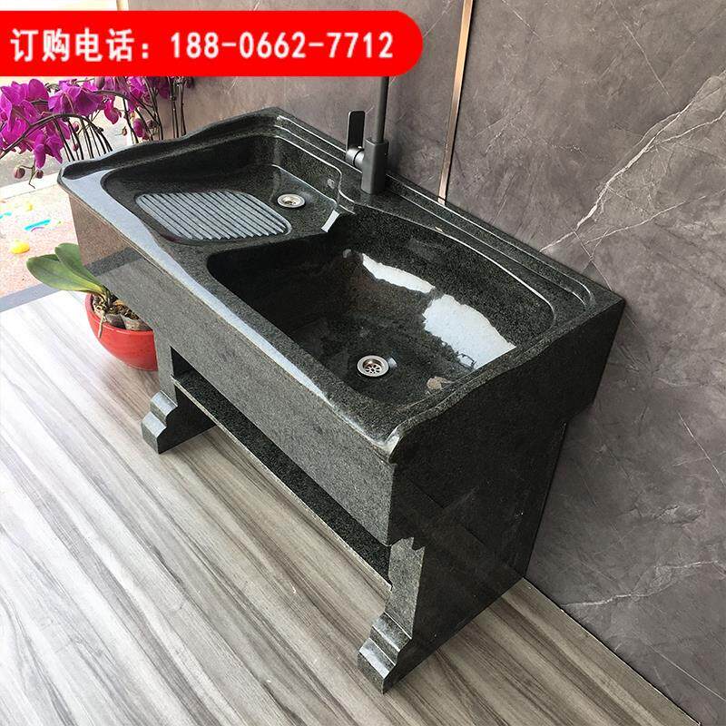 带搓衣板阳台石头水池花岗岩洗衣台庭院大理石洗衣池石材一体台盆