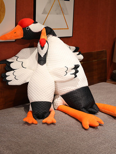 丹顶鹤毛绒大抱枕仙鹤玩偶布娃娃天鹅公仔女生床上大抱枕夏季冰豆