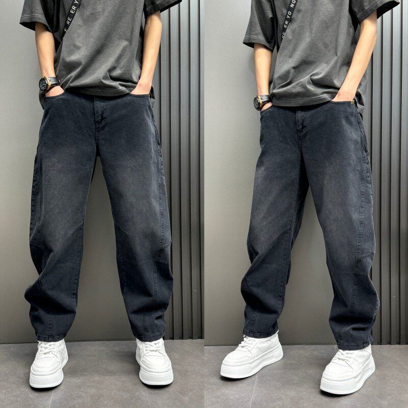 男士秋冬直筒长裤潮牌韩版哈伦裤痞帅宽松弯刀裤休闲工装牛仔裤子