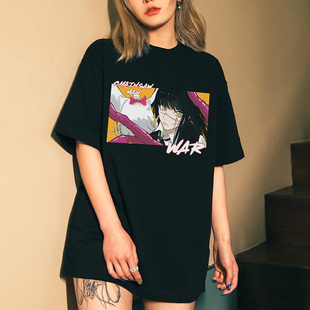 战争恶魔三鹰朝联名T恤电锯人WAR同款 小众T恤潮 衣服体恤夏二次元