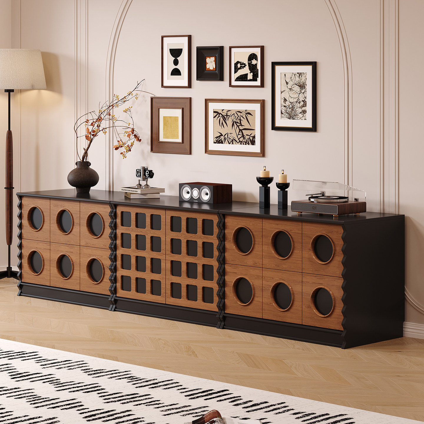 电视柜模块自由组合轻奢客厅家用小户型落地覆古中古法式矮柜斗柜