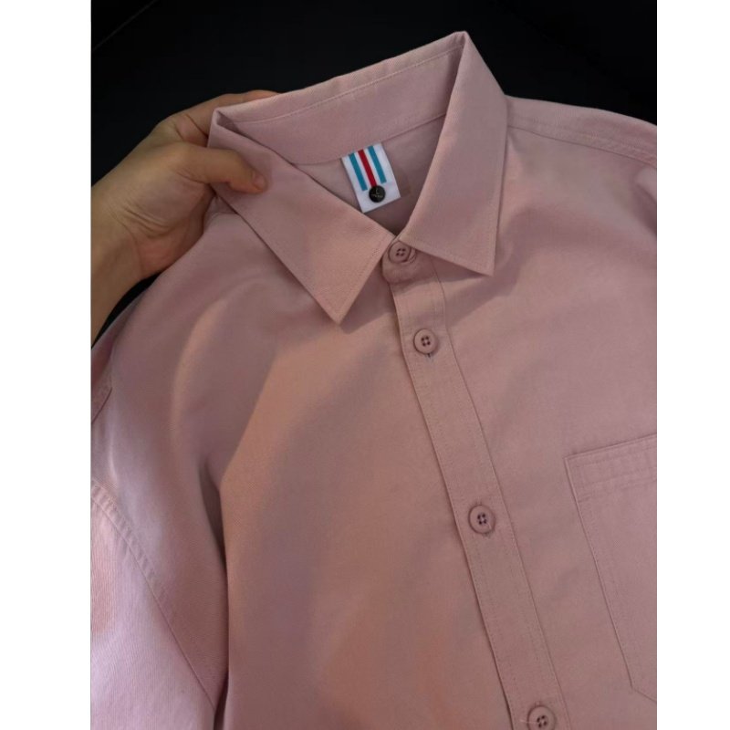 2026韩系穿搭粉色薄款长袖衬衫女秋冬款百搭chic时尚通勤开衫上衣