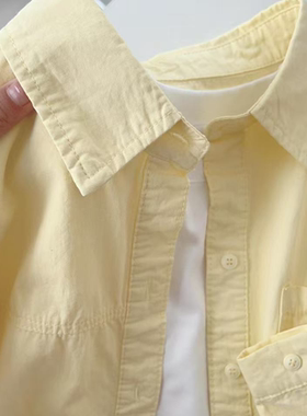 纯棉黄色衬衫通勤穿搭2025新款女薄款长袖衬衣宽松外套防晒上衣