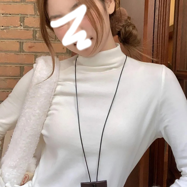 白色加绒半高领内搭打底衫女秋冬叠穿保暖修身韩系长袖t恤上衣潮