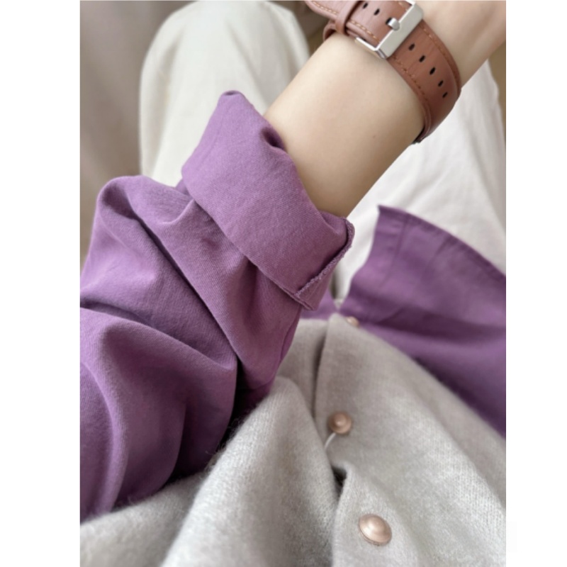 2025新款衬衫芋泥紫色搭配针织