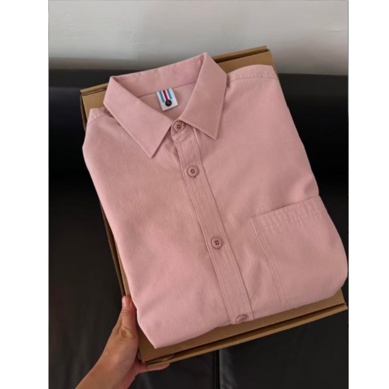 2026韩系穿搭粉色薄款长袖衬衫女秋冬款百搭chic时尚通勤开衫上衣