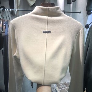 双面磨毛德绒2024新款修身显瘦女新款打底衫百搭贴布长袖上衣T恤