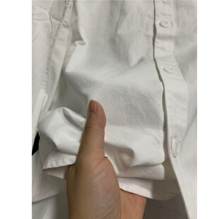100%棉超显白白色纯棉衬衫女小个子内搭叠穿宽松百搭显瘦衬衣外搭
