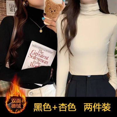 2025冬季新款韩版高领德绒打底衫女时尚外穿洋气长袖内搭保暖上衣