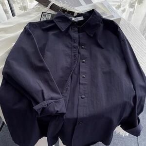 法式蓝色长袖衬衫女2025年春秋新款超好看小个子韩版薄款上衣外穿