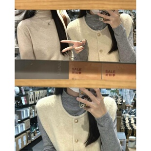 通勤穿搭女半高领针织开衫坎肩马甲秋冬小立领叠穿内搭毛衣打底衫