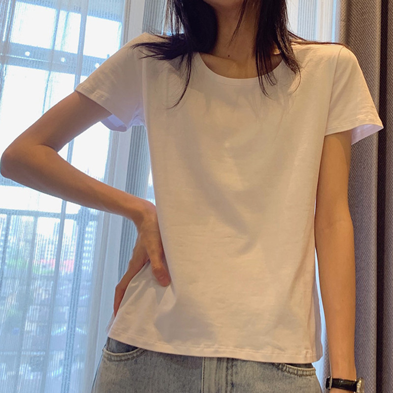 白色纯棉短袖t恤女2022夏季新款