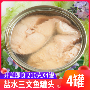 4罐装 水煮盐水三文鱼罐头即食罐头大马哈鱼海鲜罐头210gx4罐