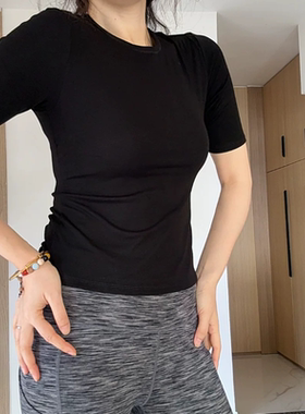 巨显瘦修身瑜伽五分袖T恤女