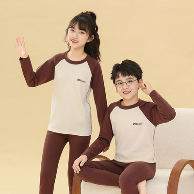 男童纯棉睡衣套装保暖内衣