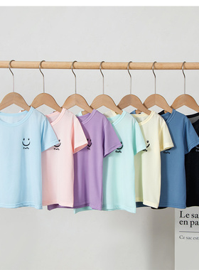 男童短袖T恤儿童速干衣短T女童上衣中大童男孩夏季透气跑步运动衫