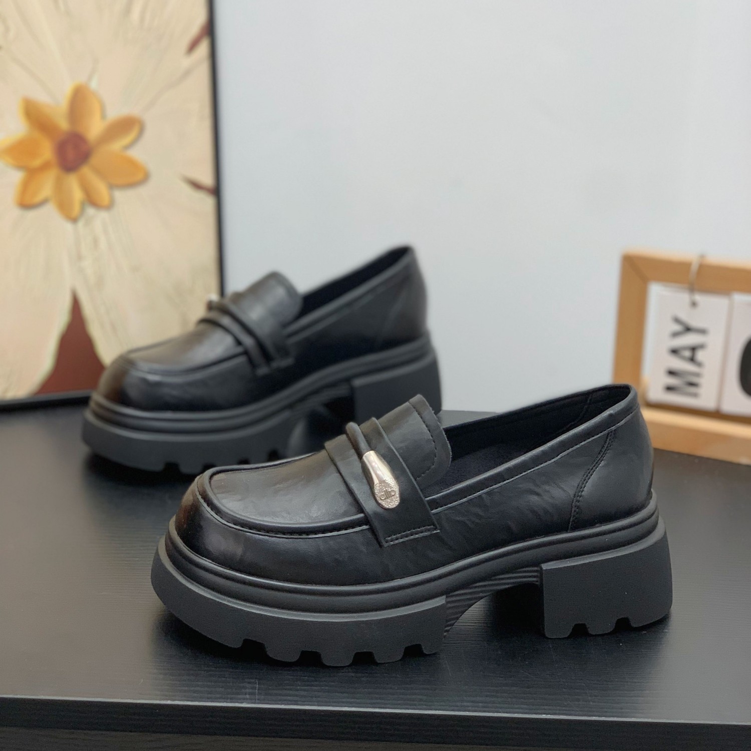 复古学院风增高显瘦乐福鞋女2026春季新款一脚蹬显脚小轻便小皮鞋,女鞋,乐福鞋（豆豆鞋）,淘宝优惠券,粉丝福利购,淘宝优惠卷