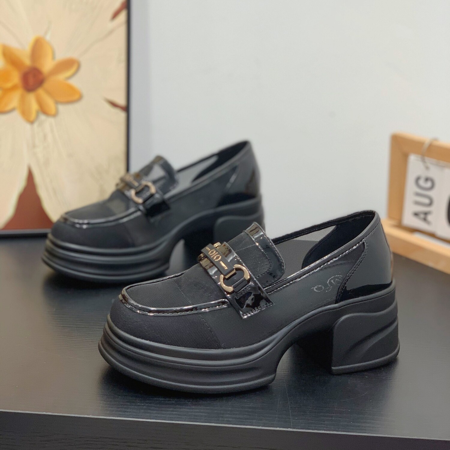 小个子英伦风厚底6cm乐福鞋女2026夏季新款一脚蹬网纱透气小皮鞋