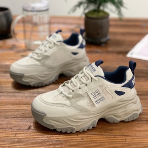 真皮厚底老爹鞋女款2023春季新款爆款复古显脚小休闲鞋运动跑步鞋