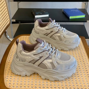 超火 2025秋季 网面老爹鞋 厚底增高6CM小个子显腿长炸街潮流运动鞋