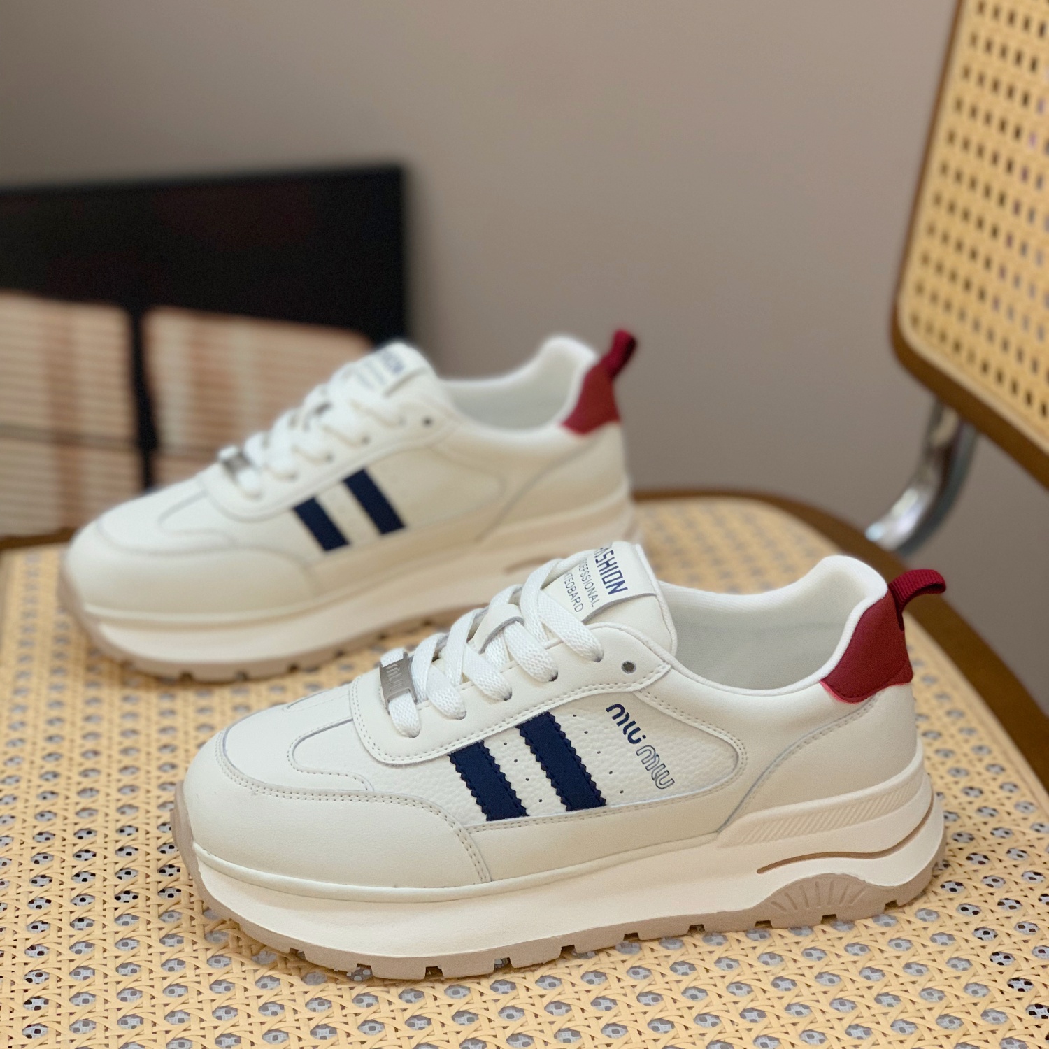 显脚小系带休闲松糕厚底老爹鞋