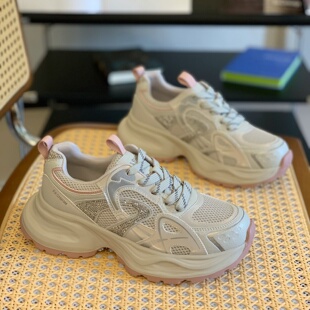 百搭时尚 新款 贴钻显脚小厚底韩版 爆款 老爹鞋 休闲运动鞋 女2025秋季