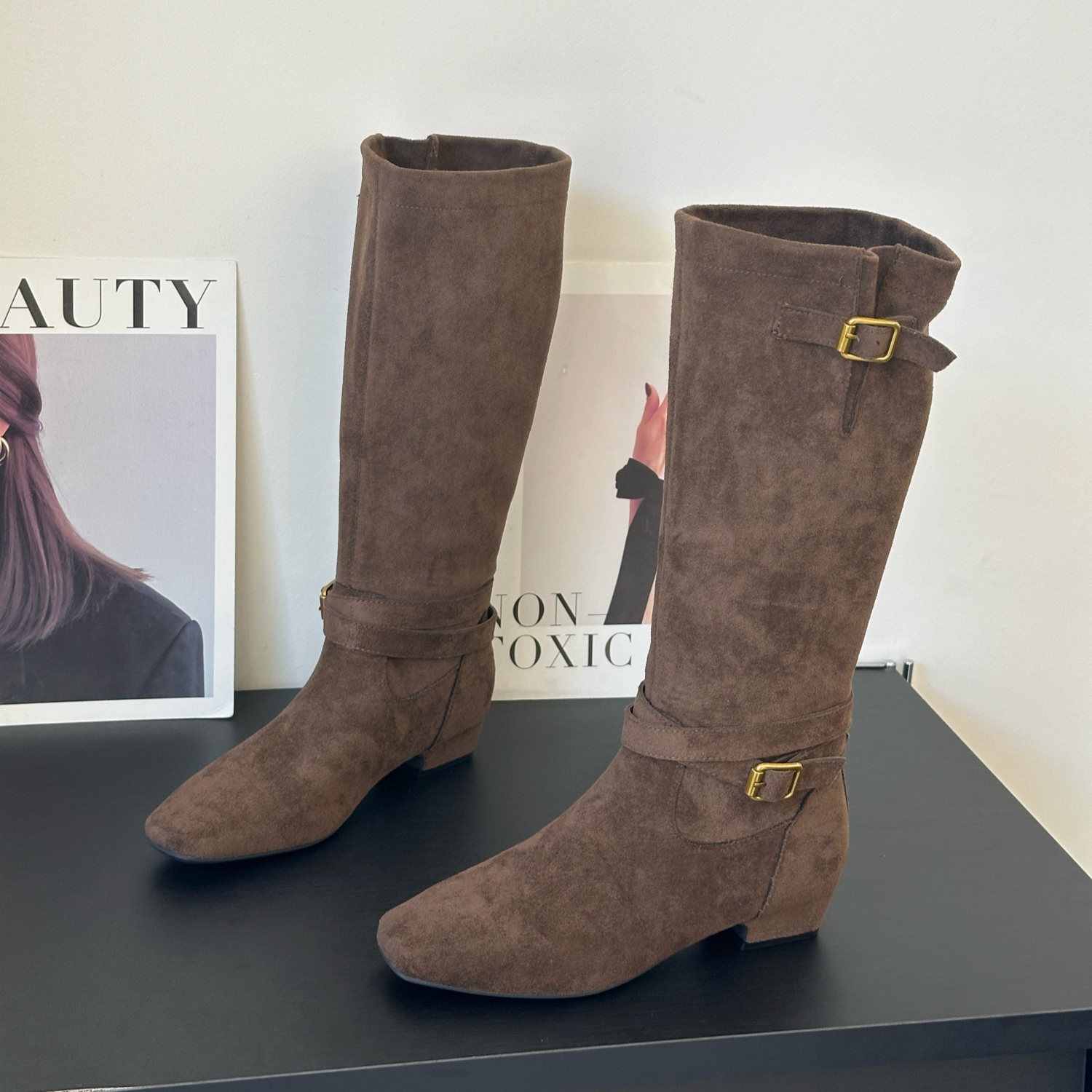 显瘦显腿长堆堆靴沙漠西部牛仔靴