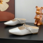 玛丽珍半拖鞋 小香风水钻包头拖女2026春夏新款 一脚蹬内增高穆勒鞋