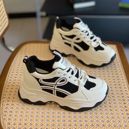 7CM内增高真皮老爹鞋女2025秋季新款小个子透气百搭显瘦休闲鞋子