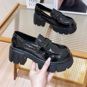 厚底增高6CM小个子乐福鞋 一脚蹬英伦风松糕小皮鞋 女2025秋季 新款