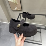 内增高魔术贴玛丽珍勃肯鞋女2025秋冬新款超火小众复古丑萌大头鞋