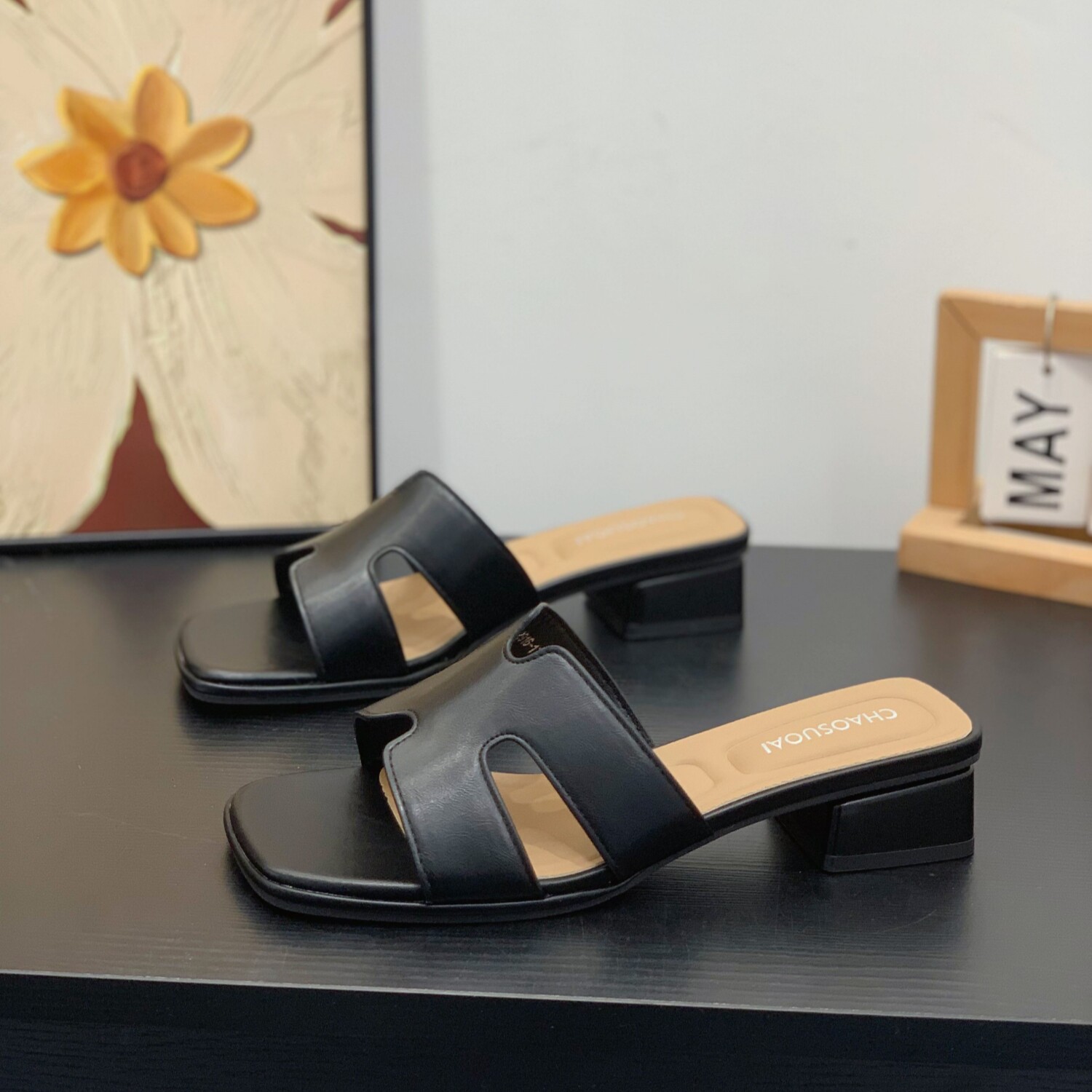 超火通勤H拖百搭粗跟凉拖鞋女2026夏新款复古气质外穿沙滩一字拖