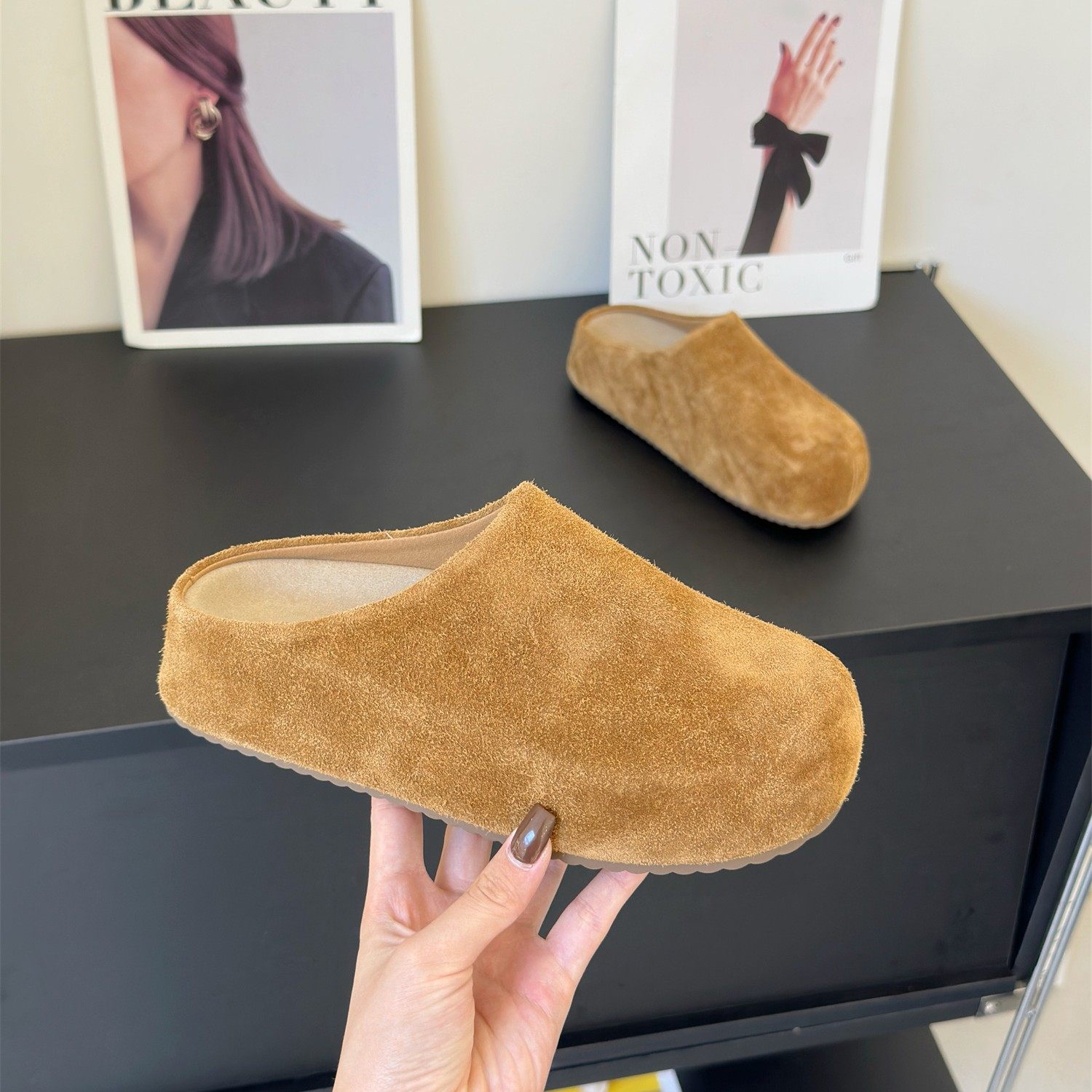 厚底勃肯包头半拖鞋女外穿懒人一脚蹬春夏2026新款复古百搭凉拖鞋