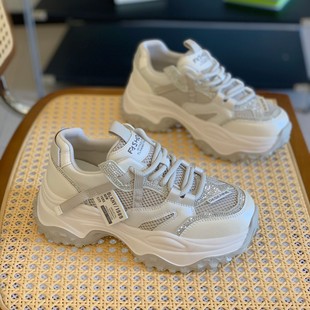 透气不闷脚系带休闲潮鞋 厚底老爹鞋 圆头系带运动鞋 新款 女2025秋季