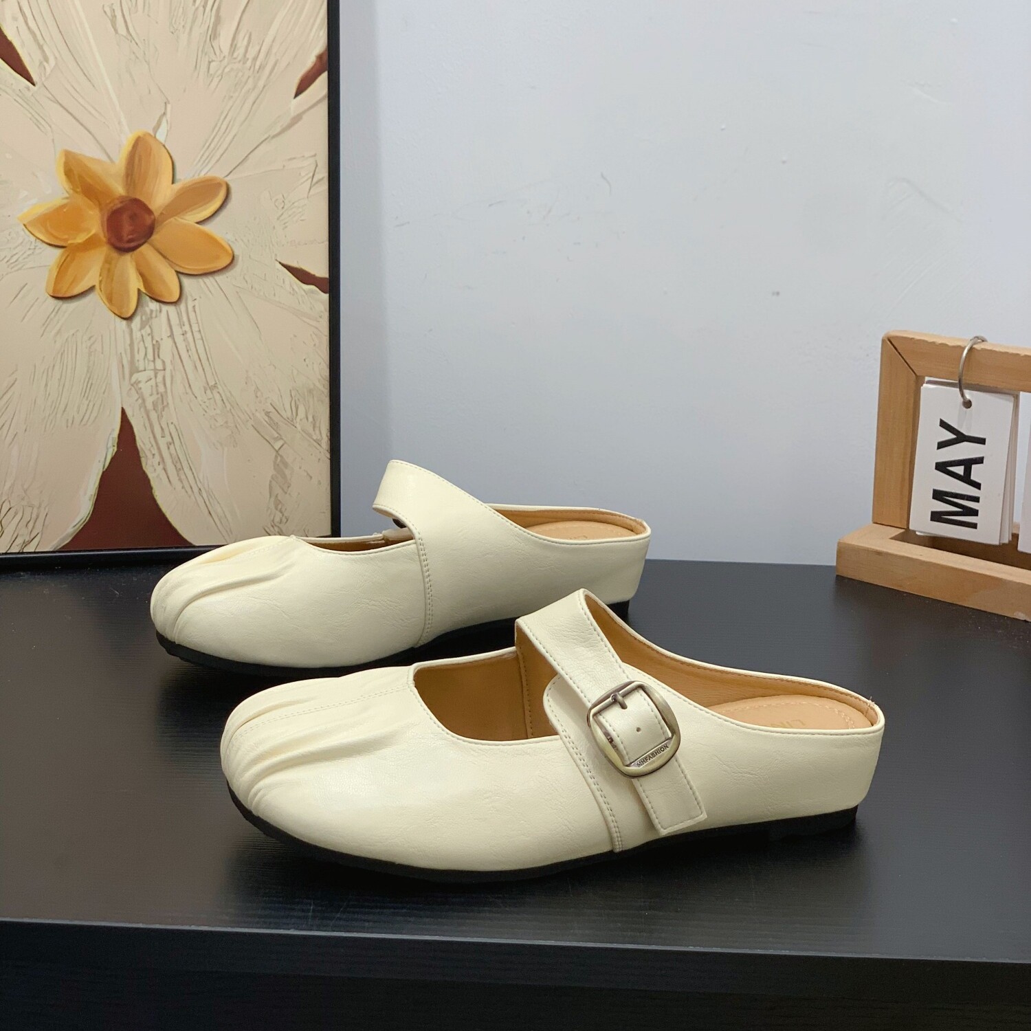 小众复古褶皱包头拖女2026夏季新款一脚蹬内增高外穿玛丽珍半拖鞋
