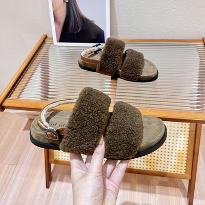 法式温柔风气质百搭通勤毛毛拖鞋