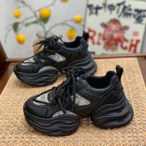 欧洲站时尚双鞋带炸街老爹鞋女2025春秋新款百搭厚底显脚小休闲鞋