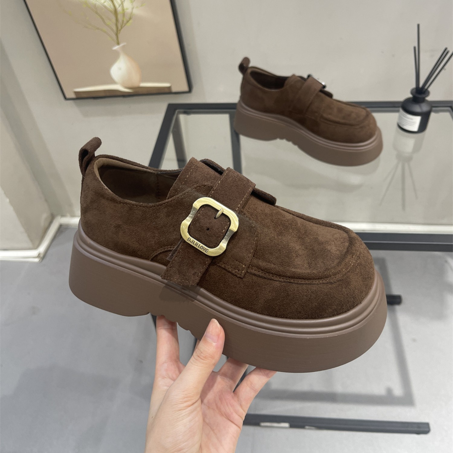 磨砂松糕厚底轻便不累脚勃肯单鞋