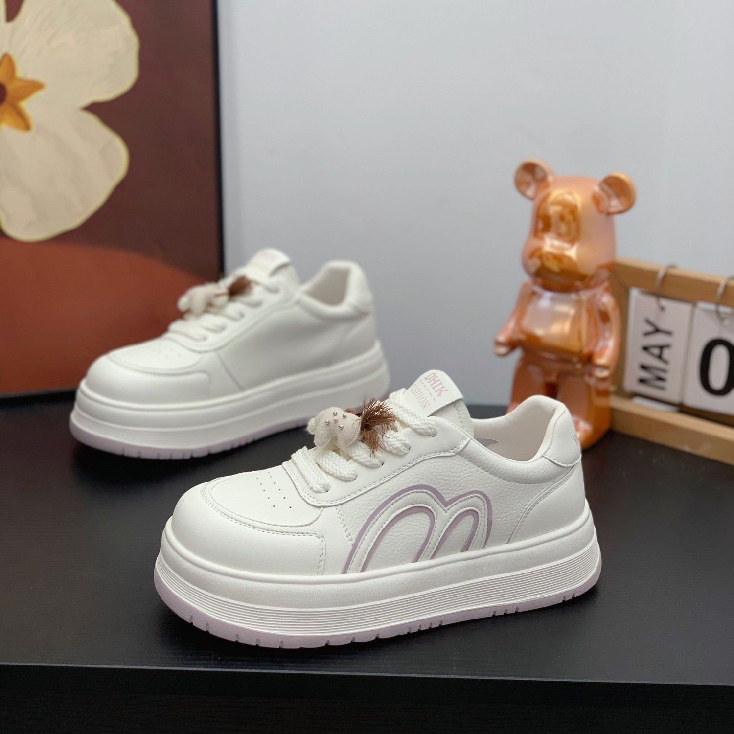 真皮松糕小白鞋女2026春季新款小众高级感配裙子厚底百搭休闲板鞋,女鞋,时尚休闲鞋,淘宝优惠券,粉丝福利购,淘宝优惠卷